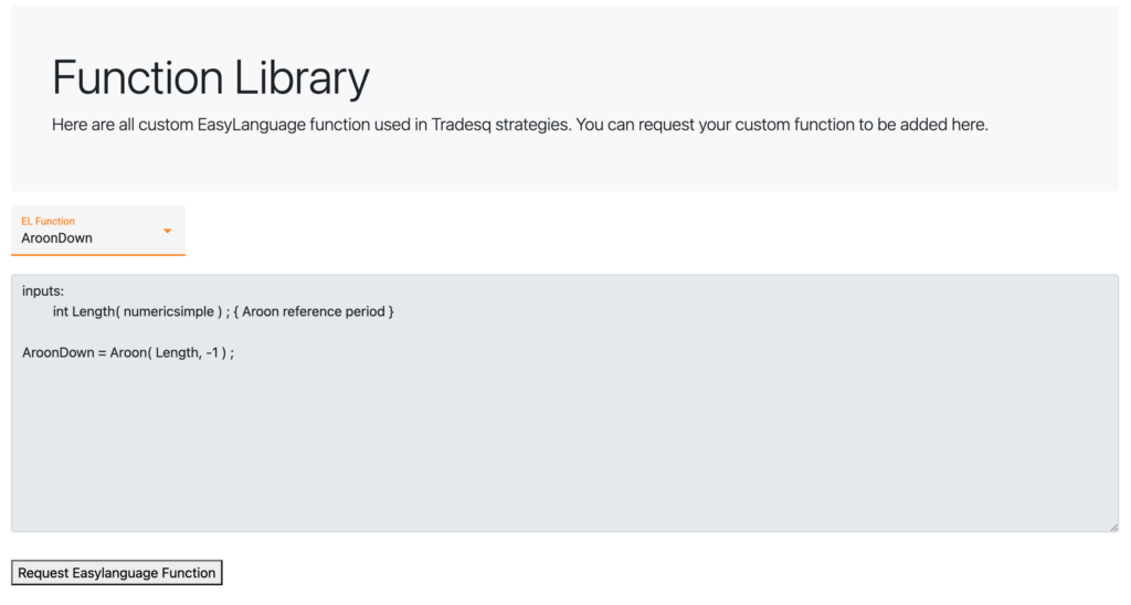 Tradesq function library